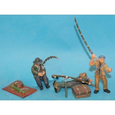 OF28p Painted 3 Riverside Fishermen, Rods & Equipment (O Scale 1/43rd)