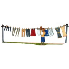 OF7p Painted Washing Line & Figure 1950 on (O scale 1/43rd)