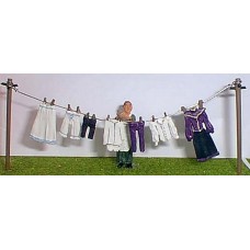 OF7a Washing line, clothes & figure Victorian Unpainted Kit O Scale 1:43