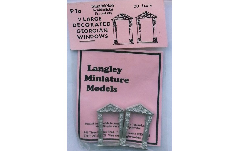 P1a 2 large decorated Georgian windows Unpainted Kit OO Scale 1:76