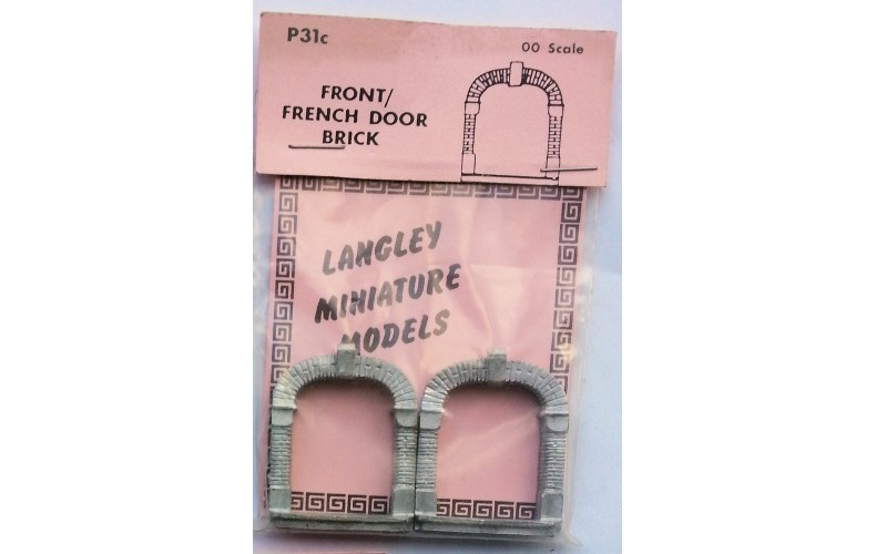 P31c 2 front or French doors - brick Unpainted Kit OO Scale 1:76