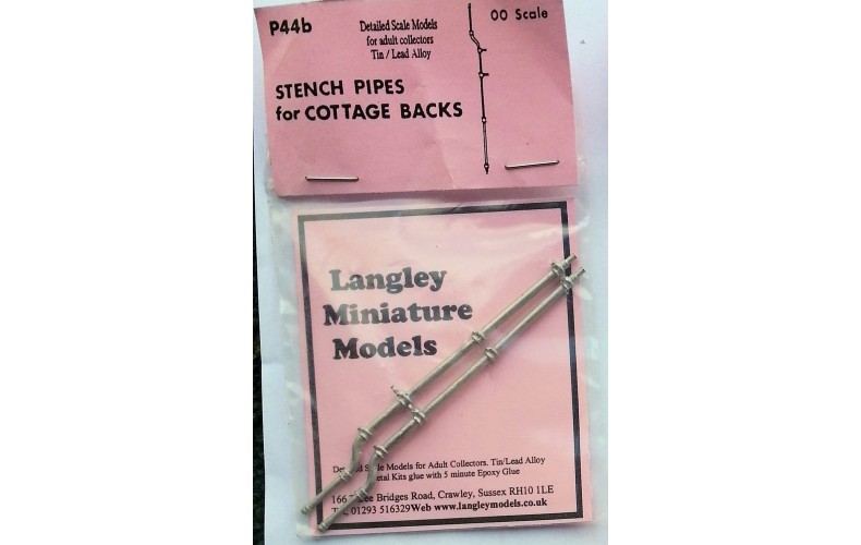 P44b 2 stench pipes for cottage backs Unpainted Kit OO Scale 1:76