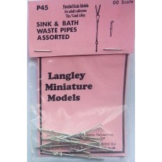 P45 Sink & bath waste pipes (5 of each) Unpainted Kit OO Scale 1:76