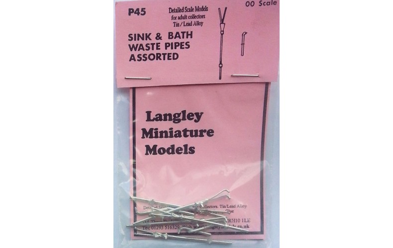 P45 Sink & bath waste pipes (5 of each) Unpainted Kit OO Scale 1:76