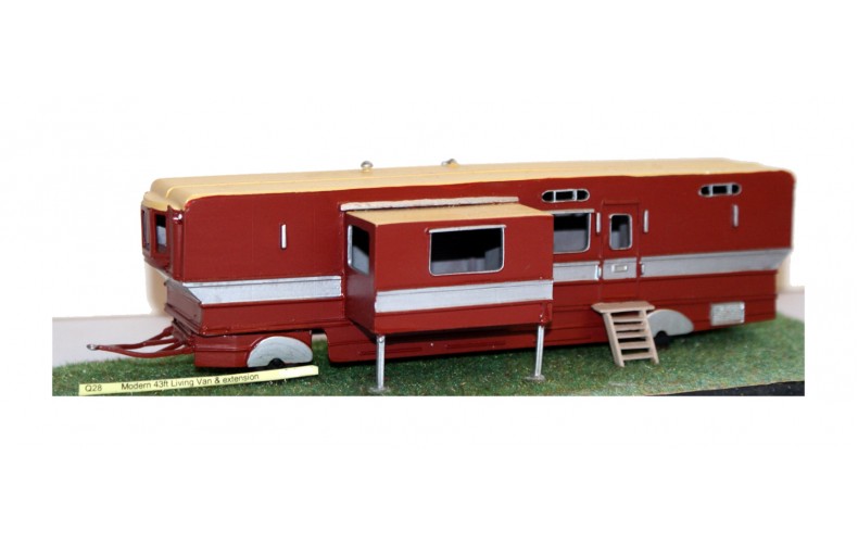 Q28 Modern 43ft Living Van & extension Unpainted Kit OO Scale 1:76 