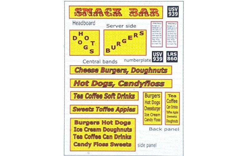 Q3t Snack Bar Decals for Q3 (OO scale 1/76th)