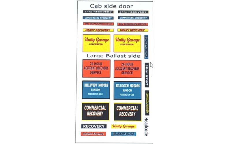 NT11 Breakdown Lorry Decals for E57 ( N Scale 1/148th)