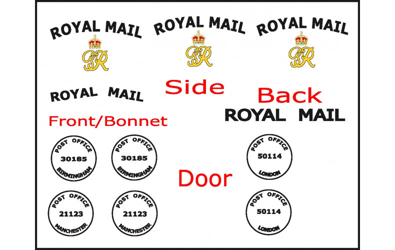 T11b GR Royal Mail Decals (1930's-1952) (OO Scale 1/76th)