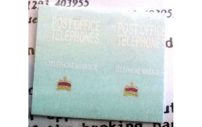 T12 Telephone Van transfers (OO Scale 1/76th)