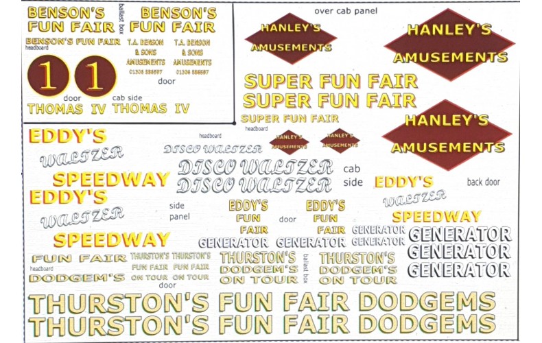 T22 Fairground Decals for Small Lorries (OO scale 1/76th)