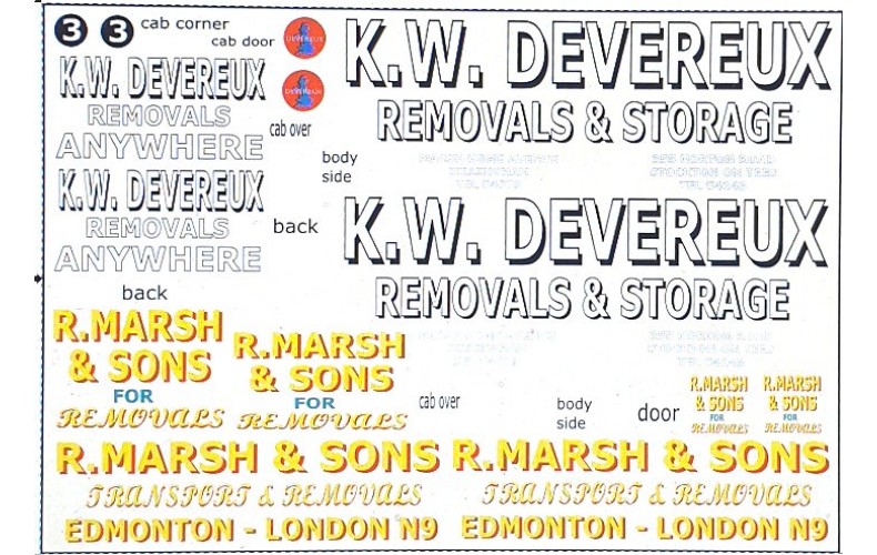 NT15 Removals Lorry Decals (N Scale 1/148th)