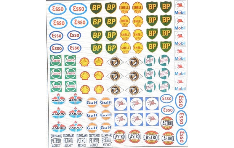 T25 Petrol Pumpheads & Oildrum Fuel Company Logo Decals (OO scale 1/76th)