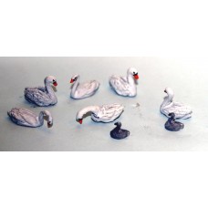 TT12 6 Swans 2 cygnets 3mm  UNPAINTED TT Scale