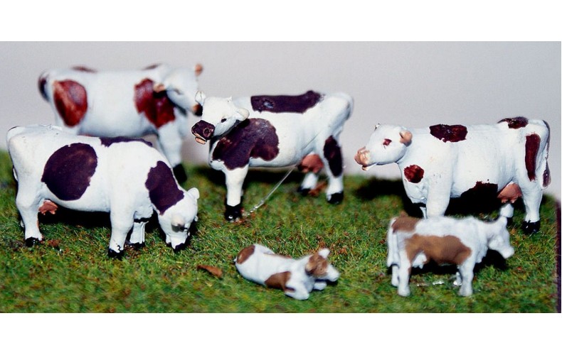 TT7 6 Cows 3mm UNPAINTED TT Scale