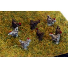 TT9 8 Chickens Cockerels 3mm UNPAINTED TT Scale