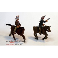 USA4 2 Mounted Indians with knifes Unpainted Kit OO Scale 1:76 