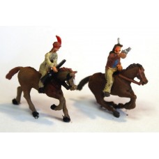 USA5 2 Mounted Indians & rifels/guns Unpainted Kit OO Scale 1:76 