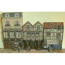 V18set 3 shops 2 timbered 1 Georgian uppers Unpainted Kit OO Scale 1:76