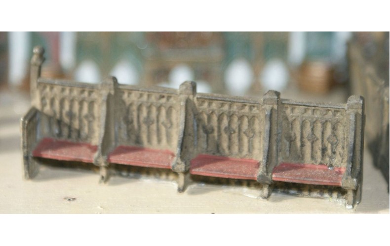V20d 2 x Church Pews (wooden carved seating) Unpainted Kit OO Scale 1:76