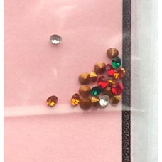 X3a 20 x 2mm red,green,white,amber jewels Pointed Back OO Scale 1:76