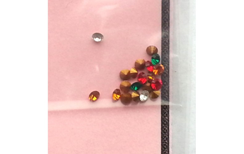X3a 20 x 2mm red,green,white,amber jewels Pointed Back OO Scale 1:76