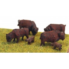 Z012 4 x Bison/Buffalo & 2 x Calves (OO scale 1/76th)