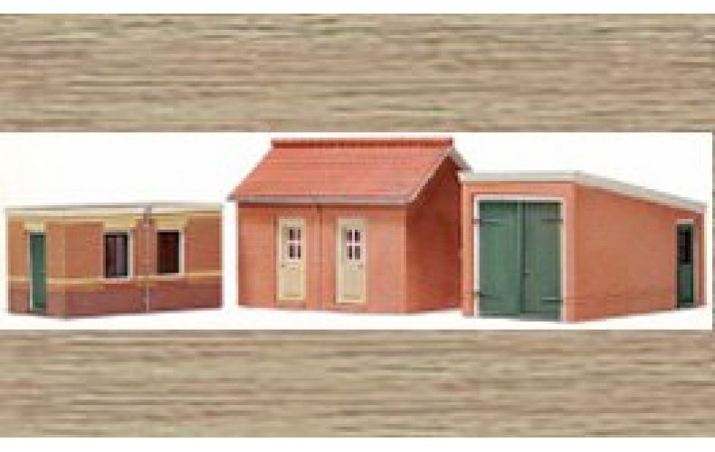 10116 2 brick sheds and garage (OO/HO Scale 1/87th)