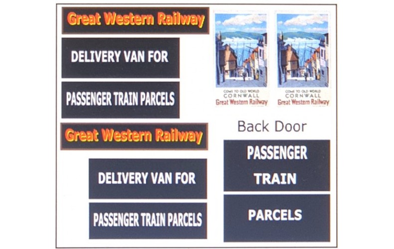 T18G23D2 GWR Waterslide Transfers for G23 Parcel Wagon (OO scale 1/76th)