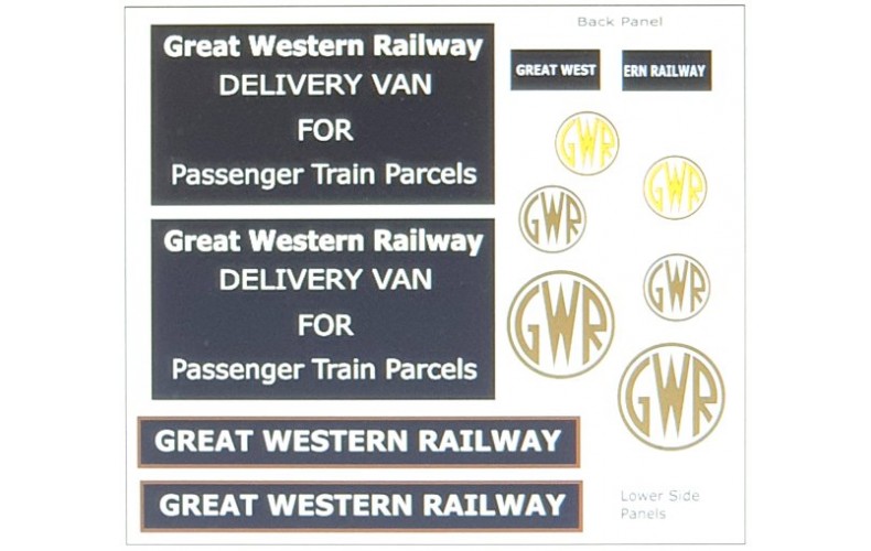 T19G25D1 GWR Waterslide Tranfers for G25 Traders Van (OO Scale 1/76th)