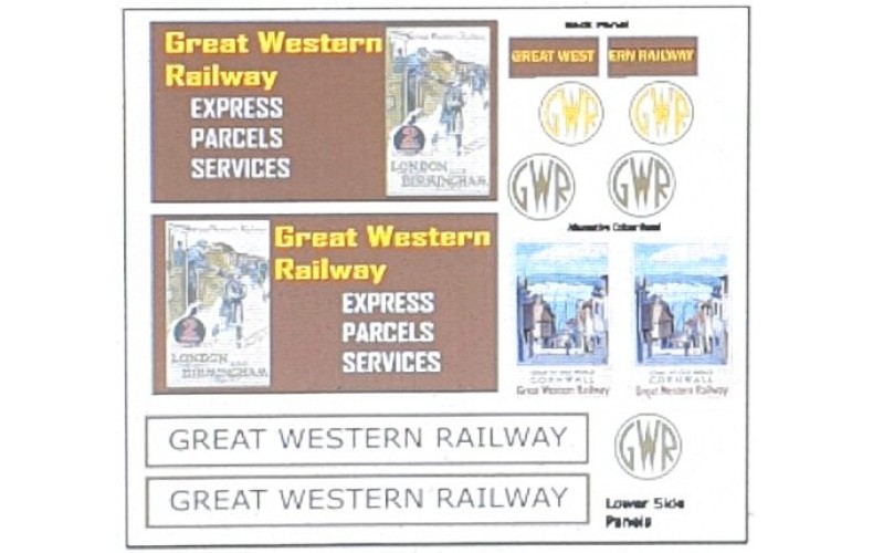 T19G25D2 GWR Waterslide Transfers for G25 Traders Van (OO Scale 1/76th)